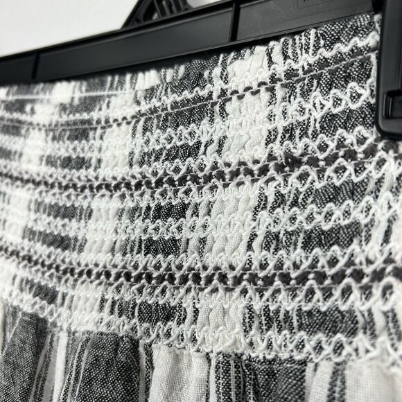 Rewash XS Gray White Striped Wide Legged Pants Pull On Linen Blend Casual Beach - Picture 3 of 8